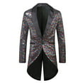 thumbnail image 1 of Lolmot Men Shiny Sequin Blazer Tuxedo Fashion Party Dinner Prom Performance Stage One Button Suit Jacket, 1 of 4