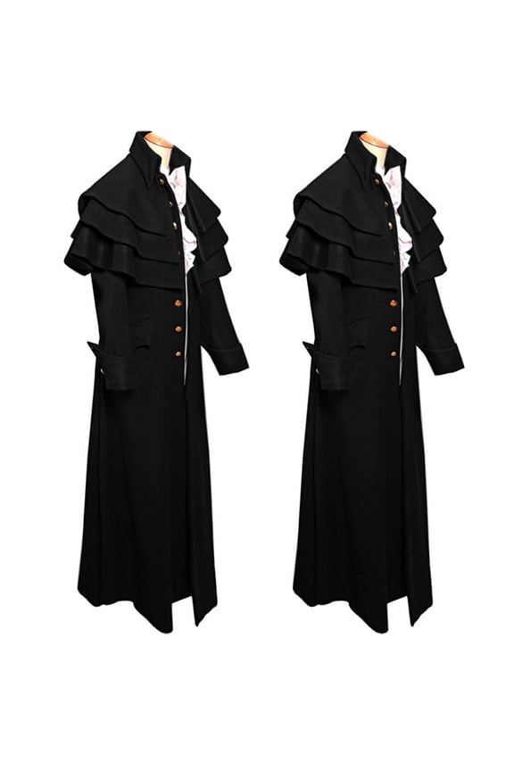 Lolmot Men Steampunk Button Fashion Uniform Gothic Vintage Long Trench Coat Jacket Men's Coats & Jackets