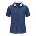 thumbnail image 1 of Lolmot Men's Cotton Front Button Down Lapel Collar Solid Short Sleeve Shirt Summer Casual Beach Shirt, 1 of 5