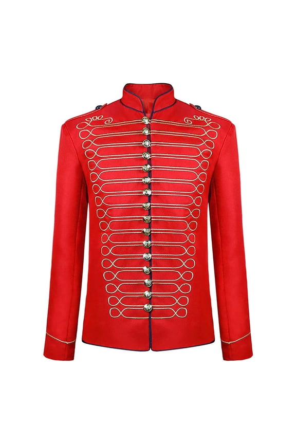 Men's Court Prince Stylish Gold Embroidered Jacket Long Sleeve Stand Collar Luxury Blazer Suit Jacket Medieval Vintage Gothic Steampunk Uniform Halloween Costume