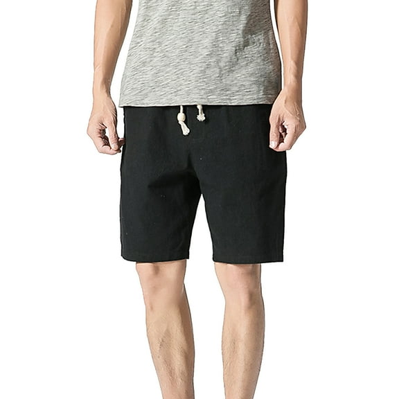Lolmot Men's Linen Shorts Casual Elastic Waist Drawstring Shorts Summer Beach Lightweight Workout Gym Shorts for Men