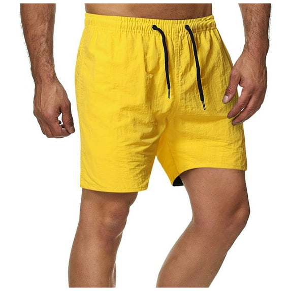 Lolmot Men's Shorts Fashion Casual Solid Color Elastic Waist Athletic Gym Summer Beach Drawstring Shorts with Pockets