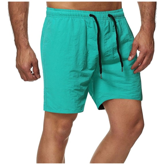 Lolmot Men's Shorts Fashion Casual Solid Color Elastic Waist Athletic Gym Summer Beach Drawstring Shorts with Pockets