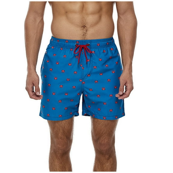 Lolmot Men's Summer Printing Beach Short Casual Loose Fashion Shorts Loose Tether Pocket Summer Mens Quick Dry Athletic Swimming Running Shorts