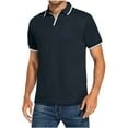 thumbnail image 1 of Lolmot Men's Turndown Collar Solid Color Polo Shirts Soft Classic Fit Short Sleeve Tees Shirts Fashion Slim Casual Work Polo T-Shirts, 1 of 5