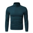 thumbnail image 1 of Lolmot Men's Turtleneck Long Sleeve Shirts Solid Colour Stretch Slim Fit Bottoming Tops Autumn Winter Blouse, 1 of 5