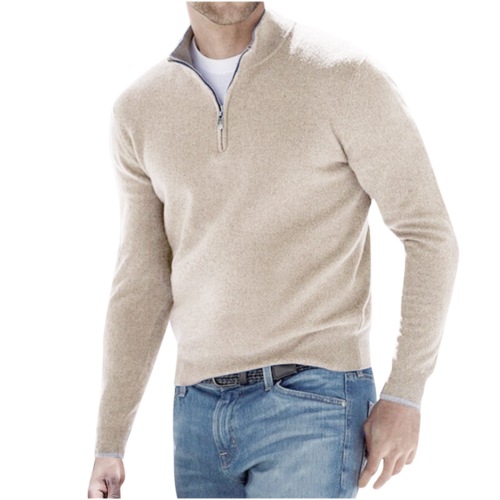 Solid Color Slim Stand Collar Pullover Sweater Solid Color Slim Stand Collar Pullover Sweater