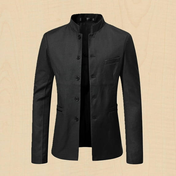 Lolmot Mens Casual Suit Blazer Jackets Stand Collar Slim Fit Lightweight Lined Coats Business Coats Chinese Suit
