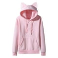 thumbnail image 1 of Lolmot Mens Cat Ears Hoodie Long Sleeve Fleece Sweatshirt Solid Color Casual Fleece Pullover Drawstrin Lightweight Top with Pocket, 1 of 5