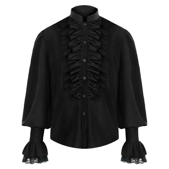 Lolmot Mens Pirate Shirt Medieval Renaissance Halloween Costume Vintage Ruffled Blouse Steampunk Gothic Cosplay Tops