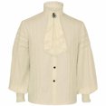thumbnail image 1 of Lolmot Mens Renaissance Ruffle Front Pirate Shirt Long Sleeve Medieval Tee Tops Plus Size Gothic Steampunk Blouse Halloween Costume, 1 of 4