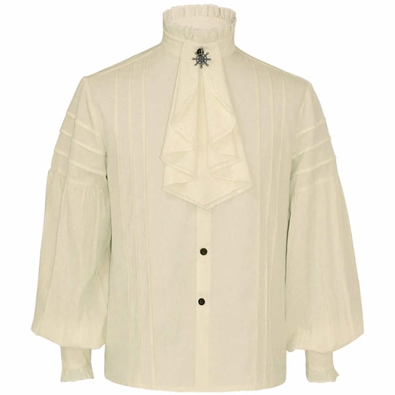 Lolmot Mens Renaissance Ruffle Front Pirate Shirt Long Sleeve Medieval Tee Tops Plus Size Gothic Steampunk Blouse Halloween Costume
