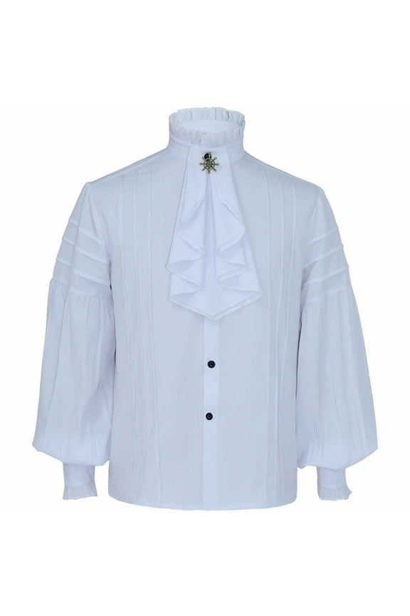 Lolmot Mens Renaissance Ruffle Front Pirate Shirt Long Sleeve Medieval Tee Tops Plus Size Gothic Steampunk Blouse Halloween Costume