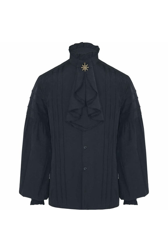 Lolmot Mens Renaissance Ruffle Front Pirate Shirt Long Sleeve Medieval Tee Tops Plus Size Gothic Steampunk Blouse Halloween Costume
