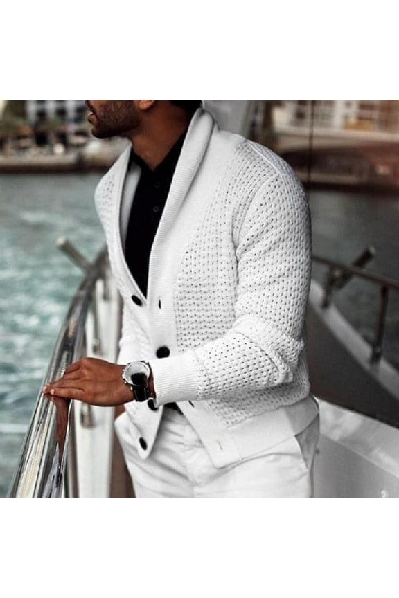 Lolmot Mens Shawl Collar Cardigan Sweaters Button Down Open Front Knitwear Cable Knitted Casual Long Sleeve Soft Sweater Jackets Outwear