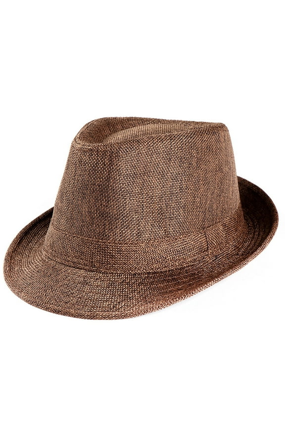 Lolmot Mens Straw Fedora Hats Unisex Classic Lightweight Short Brim Beach Sun Hat Panama Gangster Hat Jazz Cap Fedora Hat Beach Fishing Hats