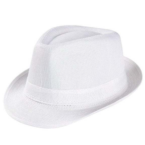 Lolmot Mens Straw Fedora Hats Unisex Classic Lightweight Short Brim Beach Sun Hat Panama Gangster Hat Jazz Cap Fedora Hat Beach Fishing Hats