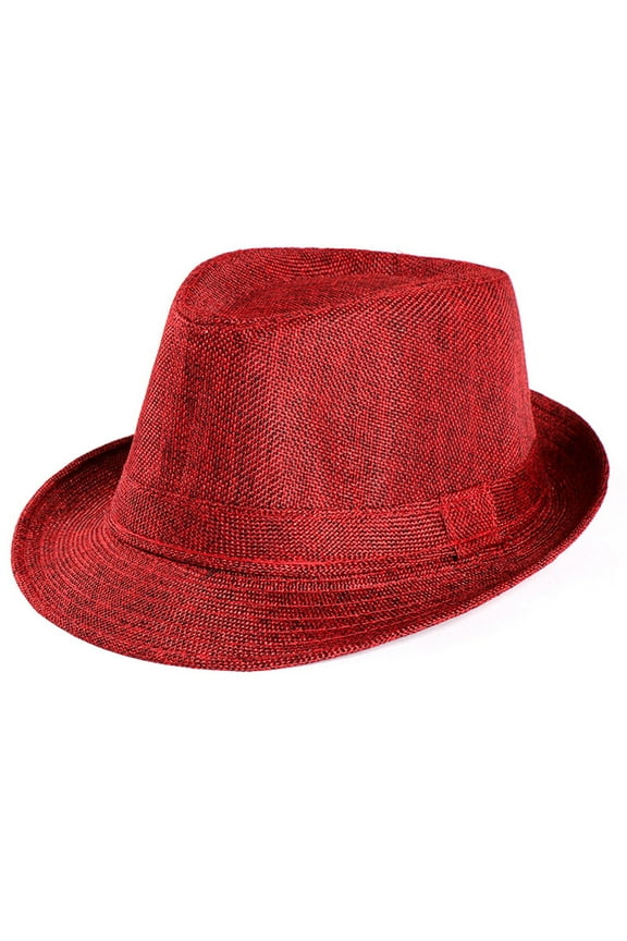 Lolmot Mens Straw Fedora Hats Unisex Classic Lightweight Short Brim Beach Sun Hat Panama Gangster Hat Jazz Cap Fedora Hat Beach Fishing Hats