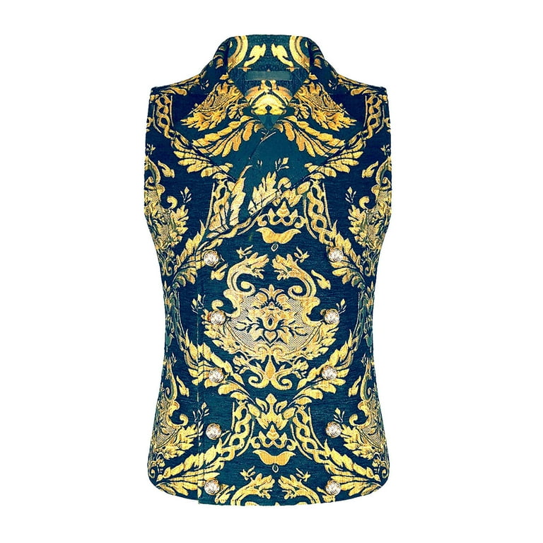 Lolmot Mens Victorian Double Breasted Vest Gothic Steampunk Waistcoat Medieval Retro Victorian Vest Renaissance Halloween Cosplay Costume
