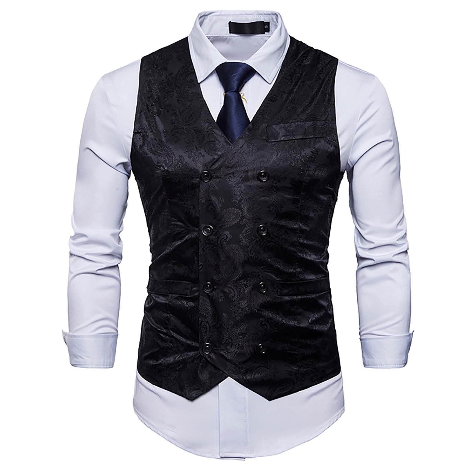 Lolmot Mens Victorian Vest Steampunk Double Breasted Suit Vest Fashion ...
