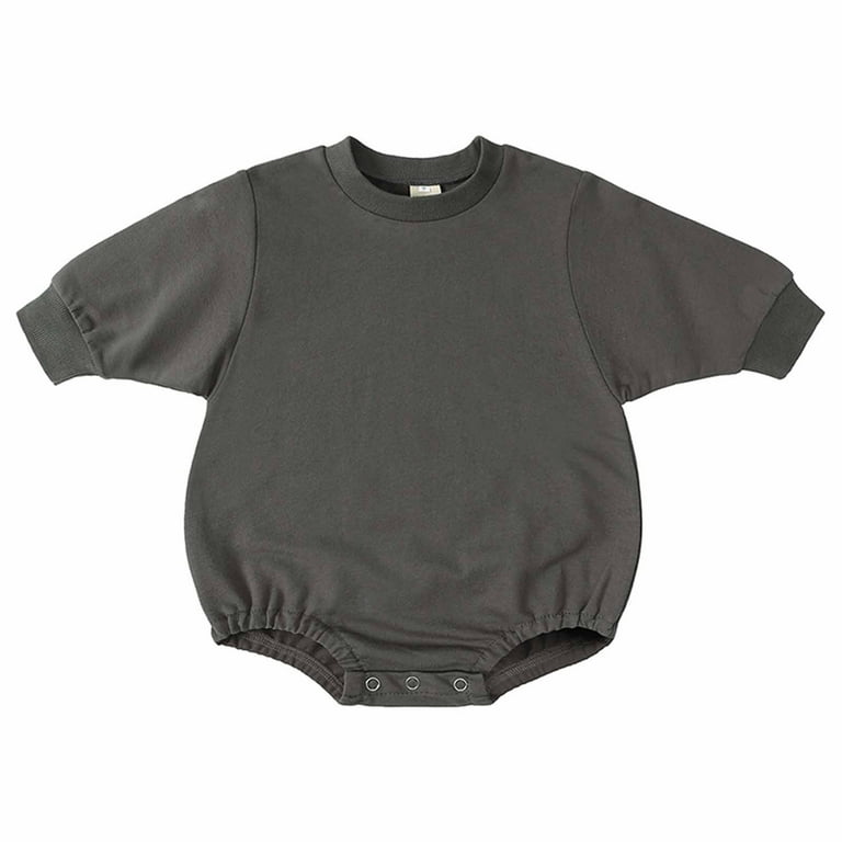 Lolmot Newborn Infant Baby Boy Girl Sweatshirt Romper Solid Onesie