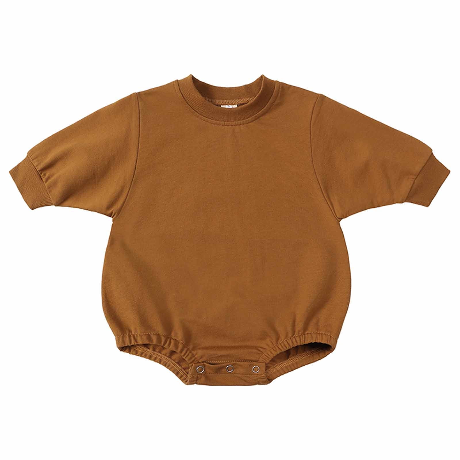 Lolmot Newborn Infant Baby Boy Girl Sweatshirt Romper Solid Onesie Long  Sleeve Bodysuit Top Fall Winter Outfit on Clearance 