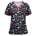thumbnail image 1 of Lolmot Nurse Uniforms for Women Cute Print Short Sleeve Medical Scrub Tops V-Neck Stretch Tshirts Working Uniform with Pockets, 1 of 3