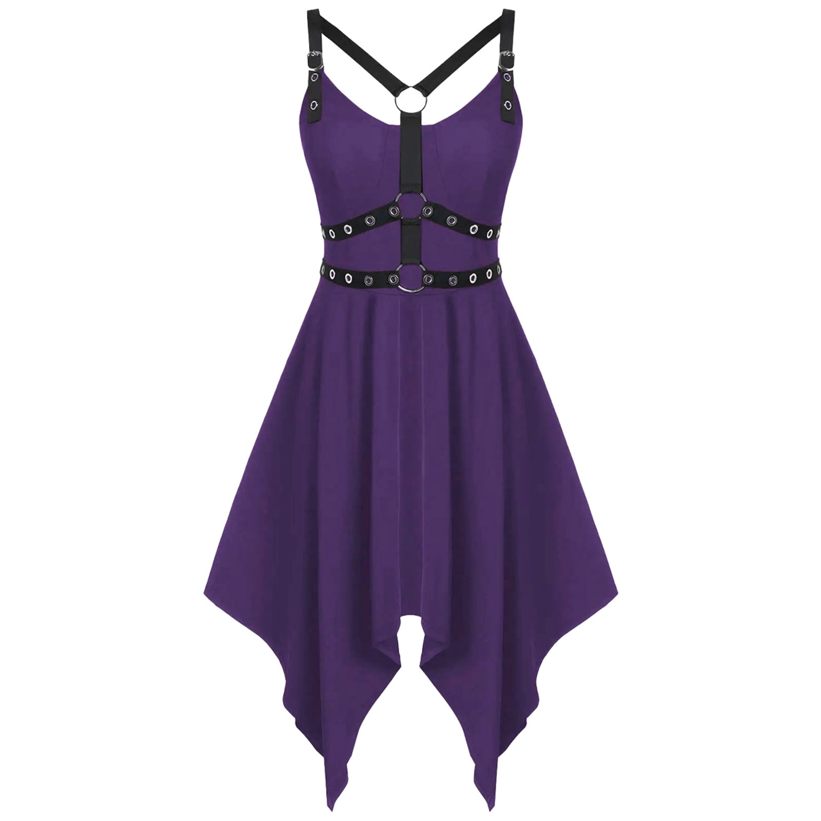 V Neck Lace Up Steampunk Halloween Dress Women's Gothic Sleeveless Mini  Dress  Adjustable Strap V-Neck Fit & Flare Dress For Halloween & Steampunk  | Lace-Up Medieval Style Party Dress