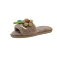 thumbnail image 1 of Lolmot Open Toe Slippers for Women Indoor, Cozy Cute Flower Warm House Slippers Anti-Slip Comfy Soft Flannel Bedroom Slippers Memory Foam Cozy Flat Spa Slide Slippers, 1 of 5