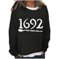 thumbnail image 1 of Lolmot Oversized Sweatshirt for Women 1692 They Missed One Sweatshirt Halloween Funny Vintage Letter Print Pullover Sweatshirt Casual Long Sleeve Crew Neck Pullover Tops, 1 of 4
