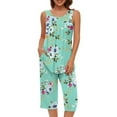thumbnail image 1 of Lolmot Pajamas for Women Set Round Neck Sleeveless Floral Print Tops and Capri Pants Sleepwear Pjs Sets Loungewear Sets with Pockets, 1 of 5