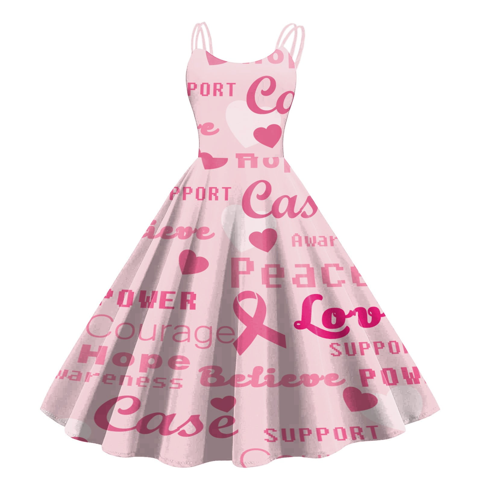 Lolmot Pink Ribbon Breast Cancer Awareness Dress for Women Summer