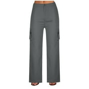 YTCAMLO Up to 65 off!Lolmot Plus Size Cargo Pants Womens Elastic High Waist Baggy Cargo Jeans Casual Straight Wide Leg Trousers with 6 Pockets
