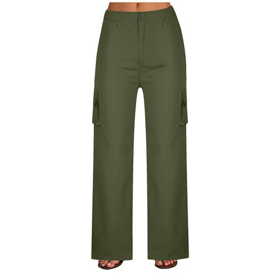 Up to 65 off!Lolmot Plus Size Cargo Pants Womens Elastic High Waist Baggy Cargo Jeans Casual Straight Wide Leg Trousers with 6 Pockets