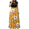 thumbnail image 1 of Lolmot Plus Size Dress for Women Short Sleeve Loose Plain Casual Fashion Long Maxi Dresses Floral Print Patchwork Party Dresses, 1 of 5