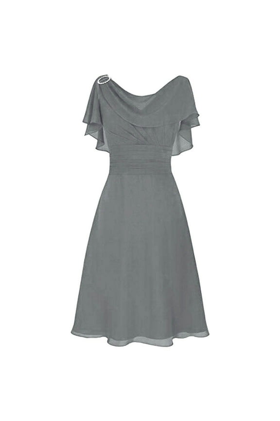 Lolmot Plus Size Dresses for Curvy Women Formal Wedding Bridesmaid High-waist Party Ball Prom Gown Cocktail Dress Solid Color Elegant Chiffon Dress