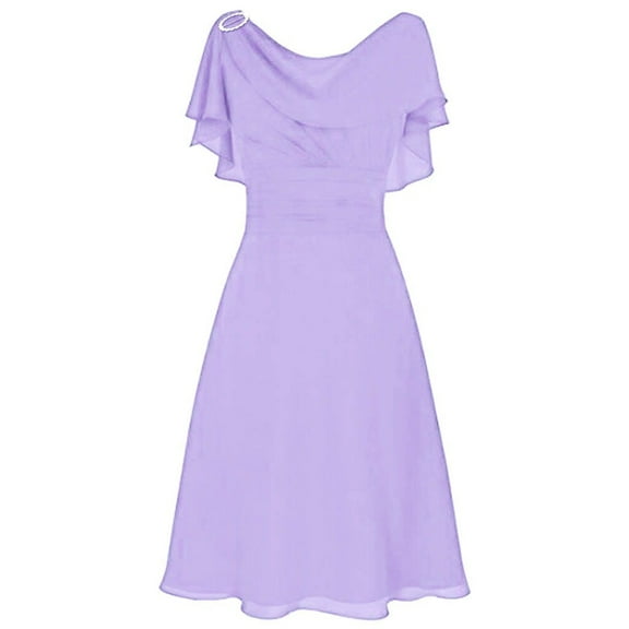 Lolmot Plus Size Dresses for Curvy Women Formal Wedding Bridesmaid High-waist Party Ball Prom Gown Cocktail Dress Solid Color Elegant Chiffon Dress