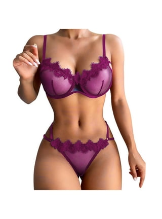 Women's Sexy See-Through Lace Mesh Sheer Smooth Bra and Panty Underwear Set  
