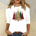 thumbnail image 1 of Lolmot Plus Size Merry Christmas T-Shirt for Women Leopard Plaid Xmas Tree Shirts 3/4 Sleeve Crew Neck Baseball Tees Tops, 1 of 4