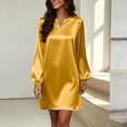 thumbnail image 1 of Lolmot Plus Size Satin A Line Dresses for Women Dressy Casual Long Puff Sleeve V Neck Mini Dress Flowy Fall Wedding Guest Dresses, 1 of 9