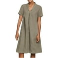 thumbnail image 1 of Lolmot Plus Size Summer Dresses for Women Maxi Dress Solid Cotton Linen Turn Down Collar Loose Shirt Dress Summer Dresses, 1 of 5