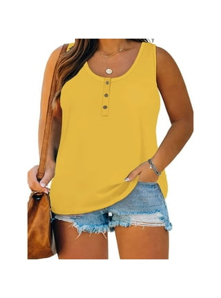 Lolmot Womens Plus Size Tank Tops Summer Flowy Solid Color Double
