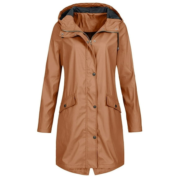 Up to 65 off!Lolmot Rain Jacket Women Waterproof Long Hooded Trench Coats Outdoor Lightweight Windbreaker Solid Color Raincoat with Hood on Clearance