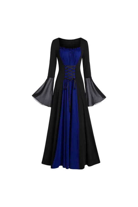 Up to 65 off!Lolmot Renaissance Faire Costume Women Medieval Dress Witch Costume Gown Halloween Costumes Vintage Lace up Plus Size Maxi Dress