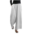 thumbnail image 1 of Lolmot Retro Cotton Linen Striped Wide-Legged Pants Women Thin Drape Casual Straight Pants Summer Drawstring Elastic High Waist Pant Pockets Cropped Trouser, 1 of 5