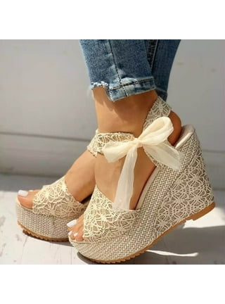Womens Ladies Summer Low Wedge Sandals Ankle Lace Tie Up Espadrilles Shoes  Size