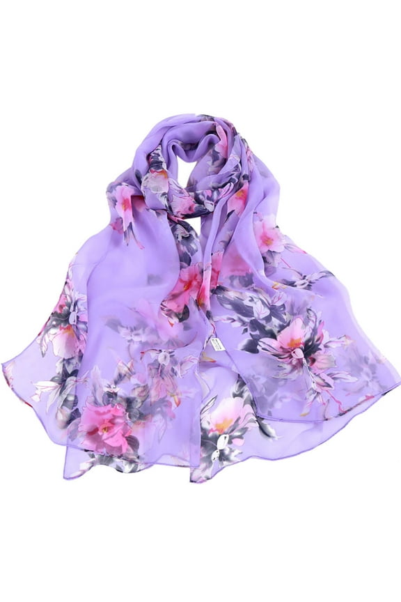 Lolmot Scarfs for Women Lightweight Chiffon Scarves Elegant Floral Pattern Sheer Scarfs Shawls Wraps Sunscreen Shawls