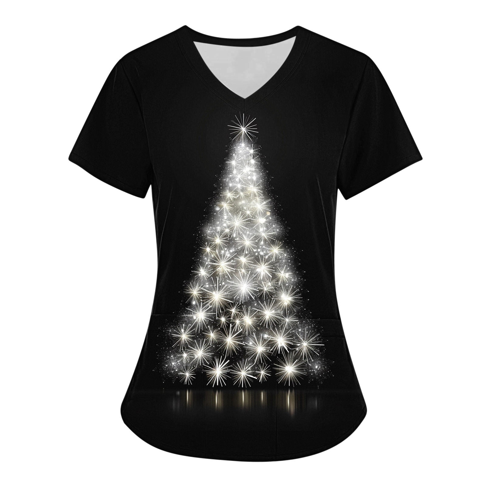 Up to 65 off!Lolmot Scrub Tops for Woman Xmas Tree Print Scrubs Holiday  Short Sleeve Shirts Nurse Uniforms Christmas Medical Scrubs with Pockets, image size:1600x1600