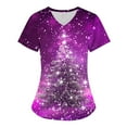 thumbnail image 1 of Up to 65 off!Lolmot Scrub Tops for Woman Xmas Tree Print Scrubs Holiday Short Sleeve Shirts Nurse Uniforms Christmas Medical Scrubs with Pockets, 1 of 3