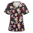 thumbnail image 1 of Lolmot Scrubs for Women Floral Printed Casual Short Sleeve V-Neck Carer Working Uniform Nurse Shirts with Pockets, 1 of 3